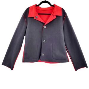 VTG Maralyce Ferree Red & Black Reversible Fleece Jacket Women’s S Made In USA